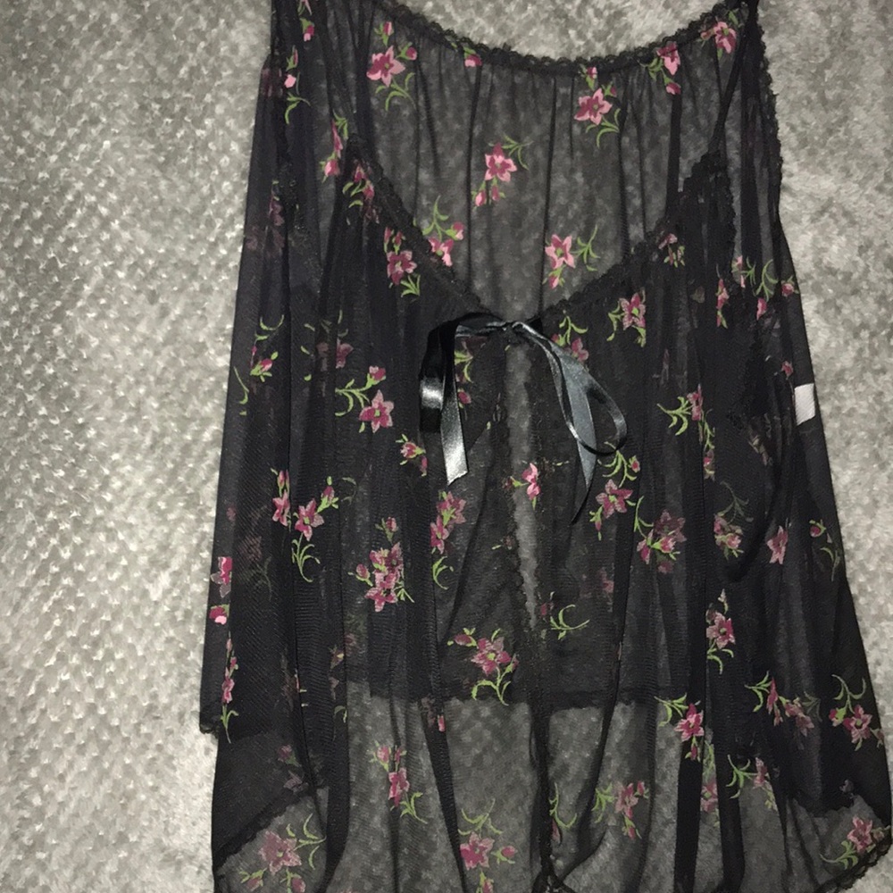 Black lingerie with flowers